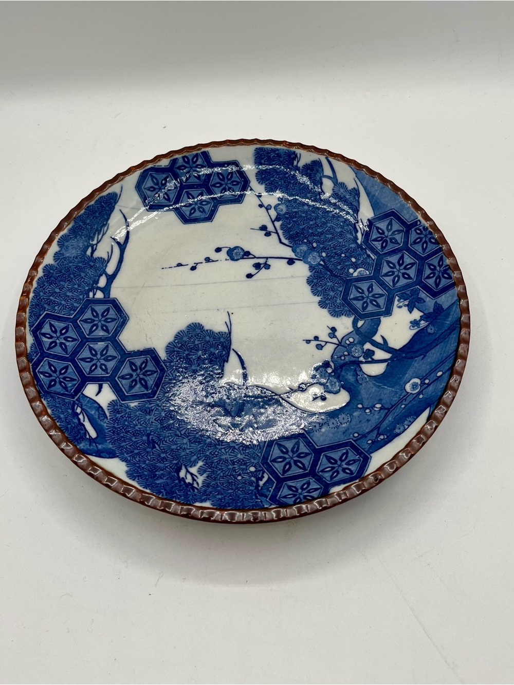 Vintage Japanese Blue And White Igezara Plate D 9.5 Inch